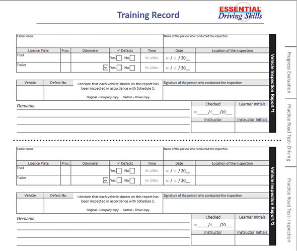 EDS-208 Essential Driving Skills - Training Record