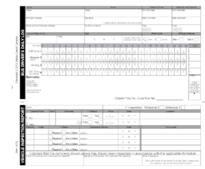 Bus Driver’s Daily Log Book & Daily Vehicle Inspection Report - Stock