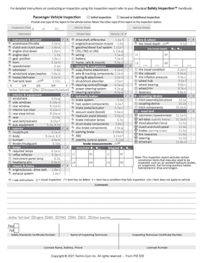 Ontario Passenger / Light-Duty Vehicle Inspection Checklist (PSI-505)