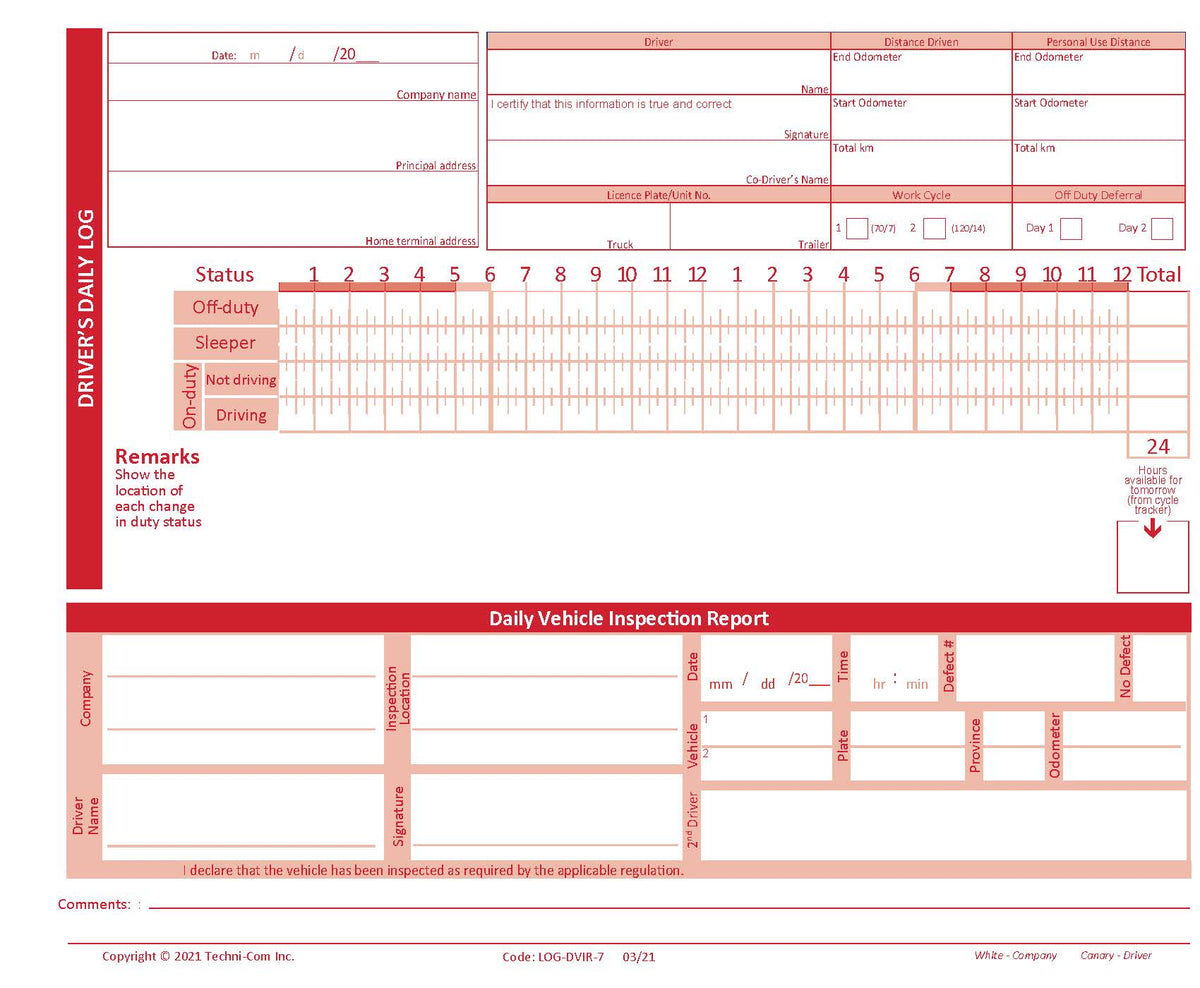 10-Pack Driver’s Daily Log Book & Daily Vehicle Inspection Report - Me ...