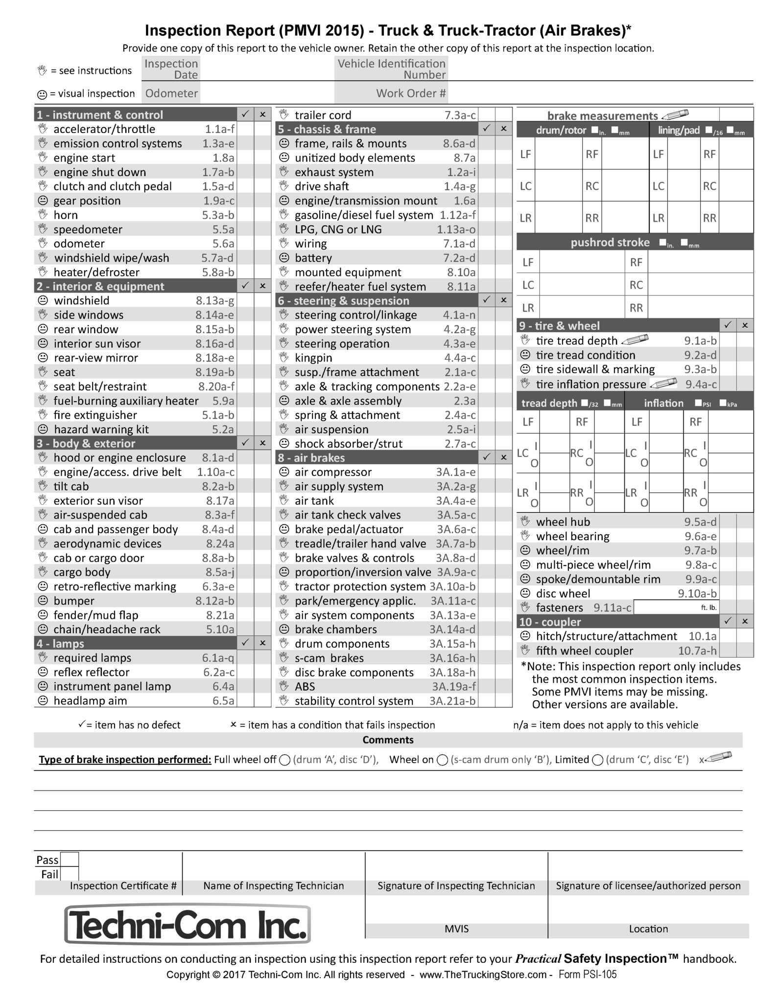Ns Brake Inspection Form at Harrison Fitch blog